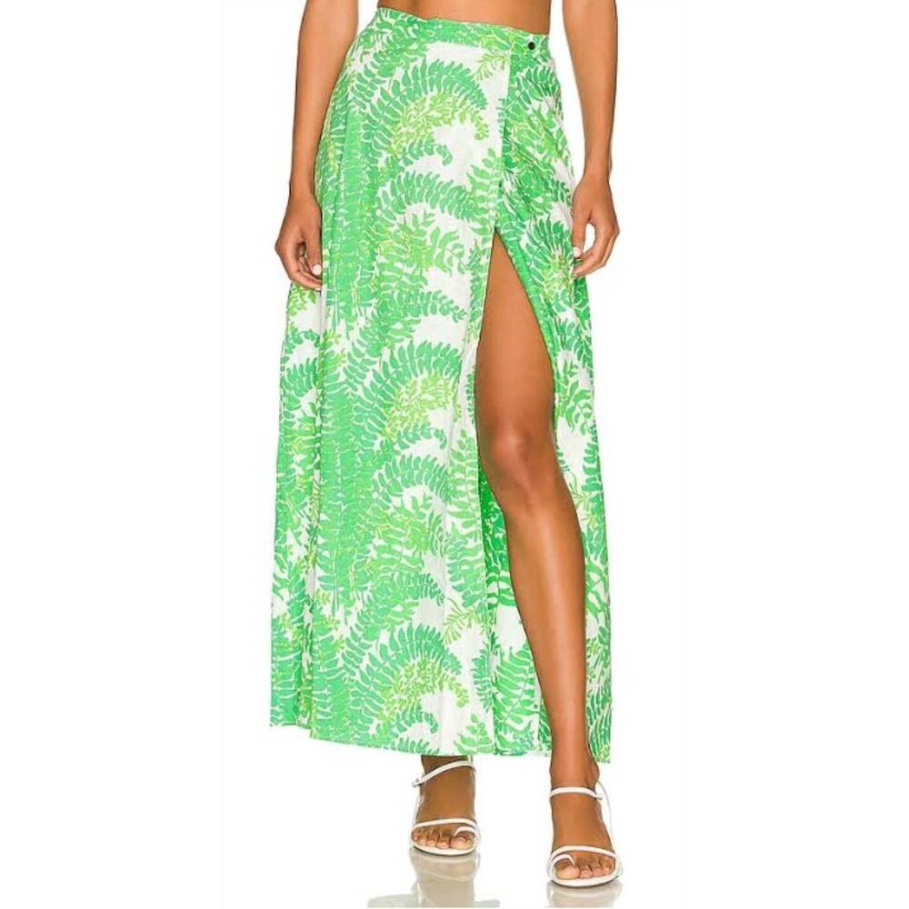 NEW S/W/F planta maxi split skirt in green fern